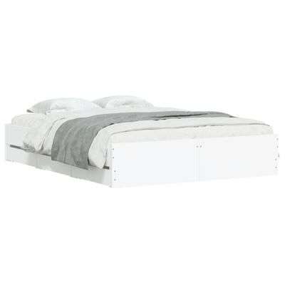 vidaXL Cadre de lit avec tiroirs sans matelas blanc 140x190 cm