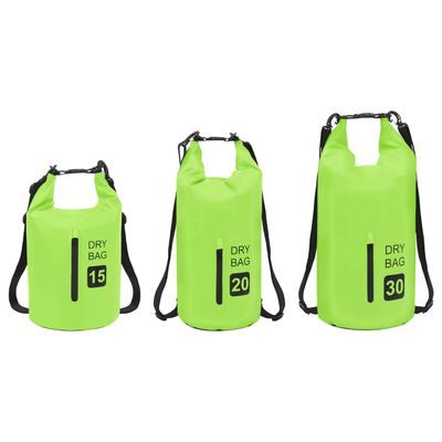 vidaXL Sac sec avec fermeture éclair Vert 20 L PVC