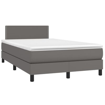 vidaXL Sommier à lattes de lit avec matelas Gris 120x200 cm Similicuir