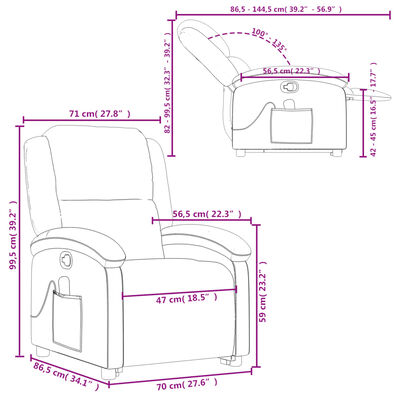 vidaXL Fauteuil inclinable de massage Crème Tissu