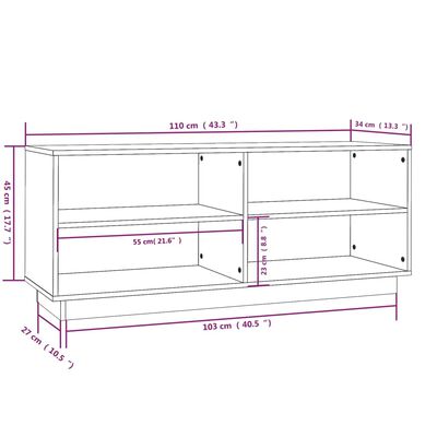 vidaXL Armoire à chaussures Marron miel 110x34x45cm Bois de pin massif