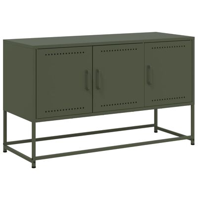 vidaXL Meuble TV vert olive 100,5x39x60,5 cm acier