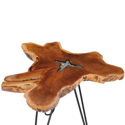 vidaXL Table basse 70x45 cm Bois de teck massif et polyrésine