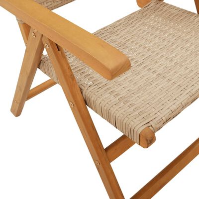 vidaXL Chaises de jardin lot de 2 beige bois massif d'acacia et rotin