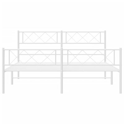 vidaXL Cadre de lit métal sans matelas et pied de lit blanc 120x200 cm