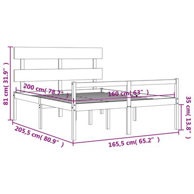 vidaXL Lit pour personne âgée et tête de lit 160x200 cm bois massif