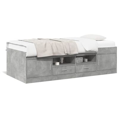 vidaXL Lit de jour avec tiroirs sans matelas gris béton 75x190 cm