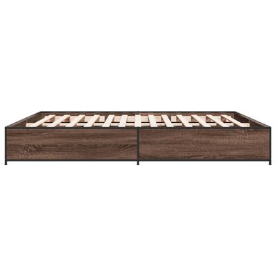 vidaXL Cadre de lit chêne marron 180x200 cm bois d'ingénierie et métal