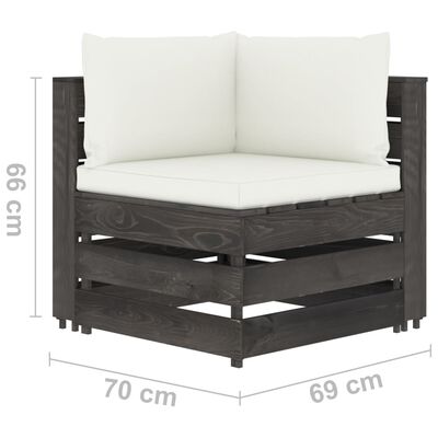 vidaXL Salon de jardin 9 pcs avec coussins Bois imprégné de gris