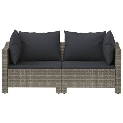 vidaXL Salon de jardin 2 pcs avec coussins Gris Résine tressée