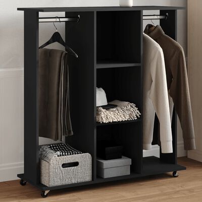 vidaXL Garde-robe avec roues noir 102x38x110 cm bois d'ingénierie