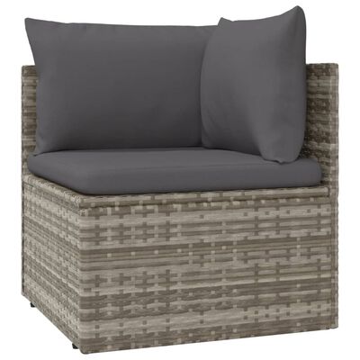 vidaXL Salon de jardin 11 pcs avec coussins Gris Résine tressée