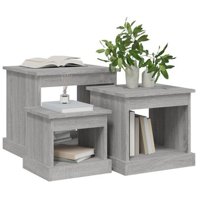 vidaXL Tables basses 3 pcs sonoma gris bois d'ingénierie