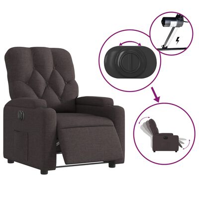 vidaXL Fauteuil inclinable électrique Marron foncé Tissu