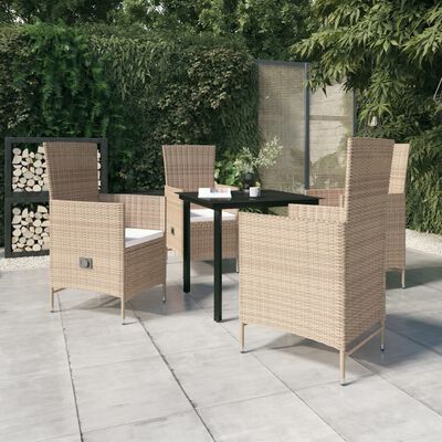 vidaXL Ensemble à manger de jardin avec coussins 5 pcs Beige