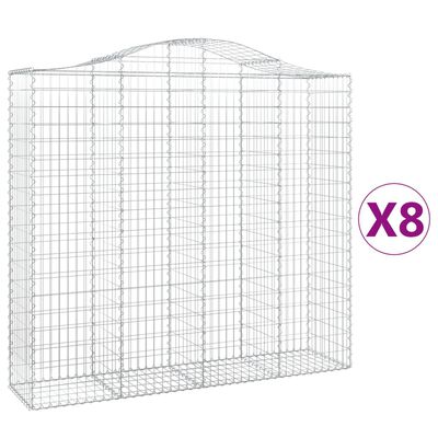 vidaXL Paniers à gabions arqués 8 pcs 200x50x180/200 cm Fer galvanisé