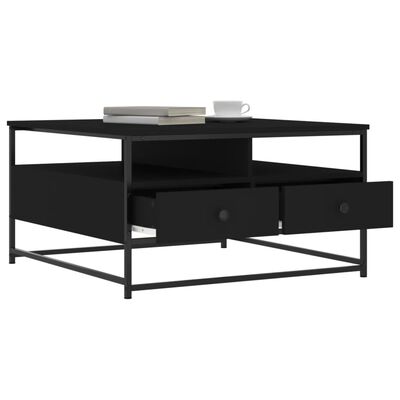 vidaXL Table basse noir 80x80x45 cm bois d'ingénierie