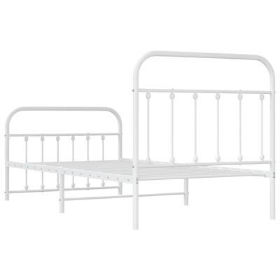 vidaXL Cadre de lit métal sans matelas et pied de lit blanc 100x190 cm