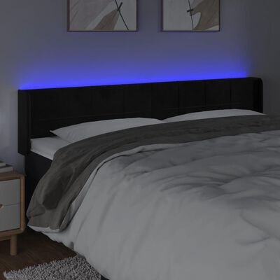 vidaXL Tête de lit à LED Noir 183x16x78/88 cm Velours