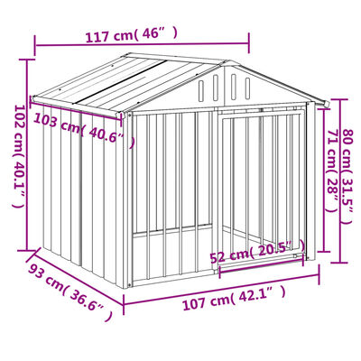 vidaXL Niche pour chien avec toit noir 117x103x102 cm acier galvanisé