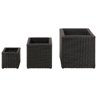 vidaXL Lits surélevés de jardin 3 pcs Résine tressée Noir