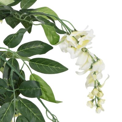 vidaXL Glycine artificielle 840 feuilles 120 cm vert et blanc