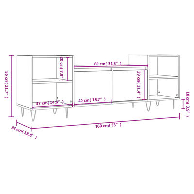 vidaXL Meuble TV Chêne sonoma 160x35x55 cm Bois d'ingénierie