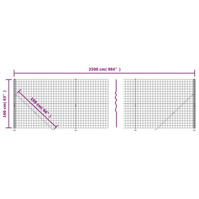 vidaXL Clôture en treillis métallique avec bride anthracite 1,6x25 m