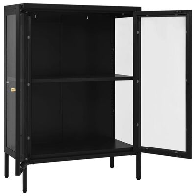 vidaXL Buffet Noir 75x35x105 cm Acier et verre