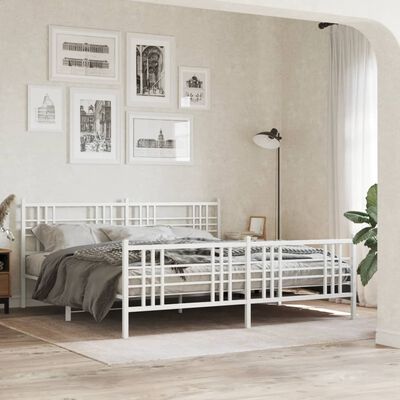 vidaXL Cadre de lit métal sans matelas et pied de lit blanc 200x200 cm