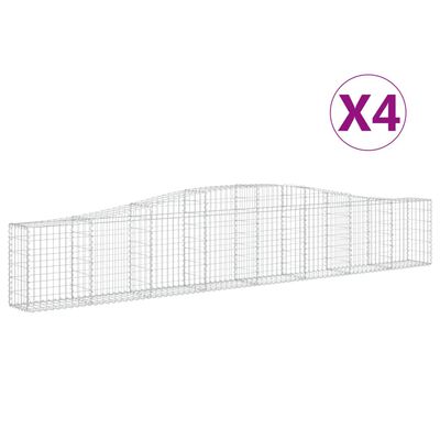 vidaXL Paniers à gabions arqués 4 pcs 400x30x60/80 cm Fer galvanisé