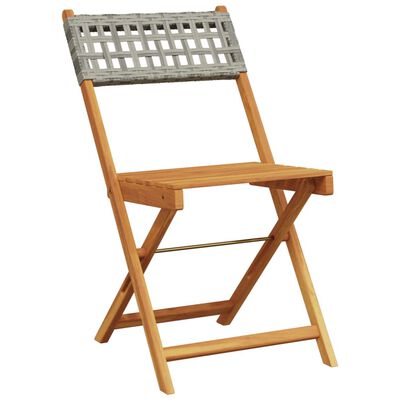 vidaXL Chaises de bistrot lot de 2 gris bois massif d'acacia et rotin