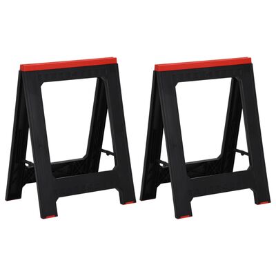 vidaXL Tréteaux de travail pliables 2 pcs PP Noir et rouge 350 kg