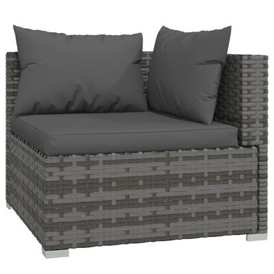 vidaXL Salon de jardin 10 pcs avec coussins Gris Résine tressée