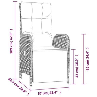 vidaXL Ensemble à manger de jardin avec coussins 3 pcs Noir