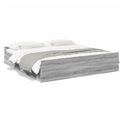 vidaXL Cadre de lit avec tiroirs sans matelas sonoma gris 200x200 cm