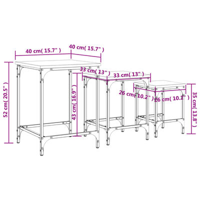 vidaXL Tables basses gigognes 3 pcs noir bois d'ingénierie