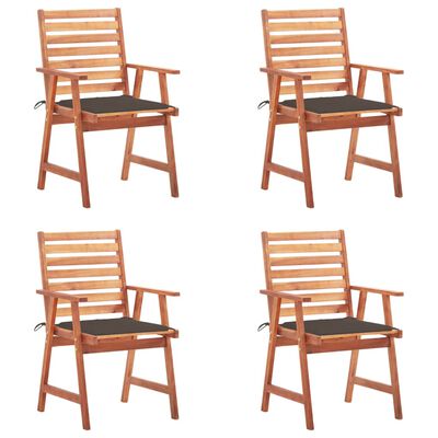 vidaXL Chaises à manger d'extérieur lot de 4 et coussins Acacia massif