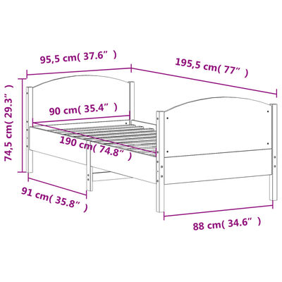 vidaXL Cadre de lit sans matelas 90x190 cm bois de pin massif