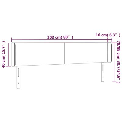 vidaXL Tête de lit à LED Noir 203x16x78/88 cm Velours