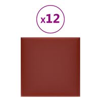 vidaXL Panneaux muraux 12pcs Rouge bordeaux 30x30cm Similicuir 1,08 m²