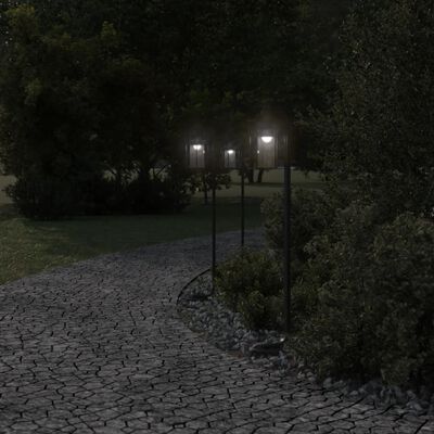 vidaXL Lampadaires d'extérieur 3 pcs noir 100 cm acier inoxydable