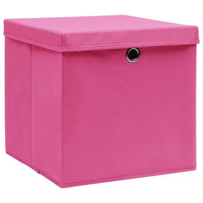 vidaXL Boîtes de rangement avec couvercles 4 pcs 28x28x28 cm Rose