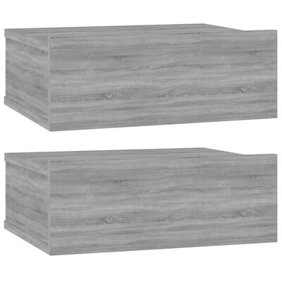 vidaXL Tables de chevet flottantes 2 pcs Sonoma gris 40x30x15 cm