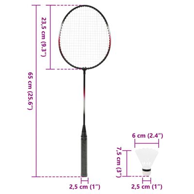 vidaXL Set de Badminton avec 2 raquettes, filet et coffret rangement