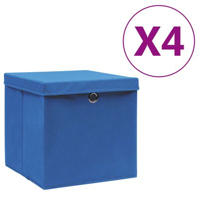 vidaXL Boîtes de rangement avec couvercles 4 pcs 28x28x28 cm Bleu