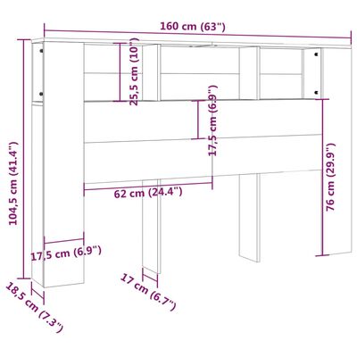 vidaXL Armoire de tête de lit Gris béton 160x18,5x104,5 cm