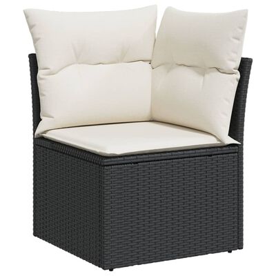 vidaXL Salon de jardin 11 pcs avec coussins noir résine tressée