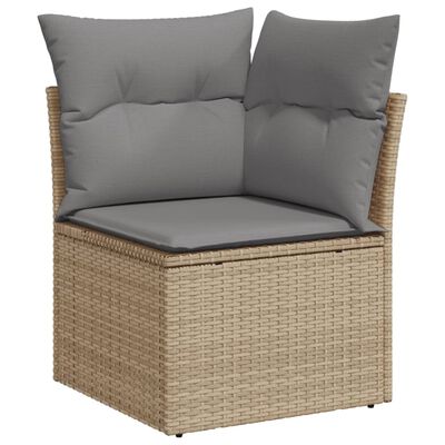 vidaXL Salon de jardin et coussins 10 pcs mélange beige résine tressée