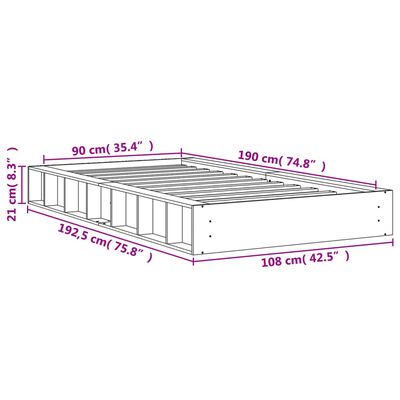 vidaXL Cadre de lit sans matelas cire marron 90x190 cm bois pin massif